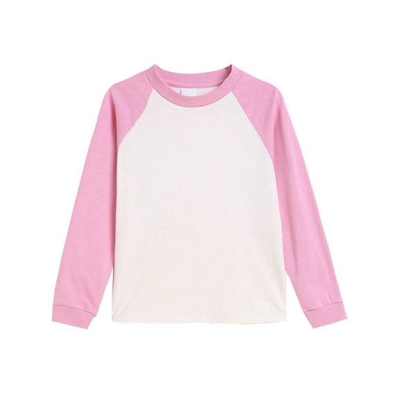 Ohufall Toddler Boys Girls Long Sleeve Cotton Shirts 1-15 Years, Cute Color Blocking Casual Pullover Bottom Tops Autumn Winter Kids Loose Comfy Crew Neck Blouses