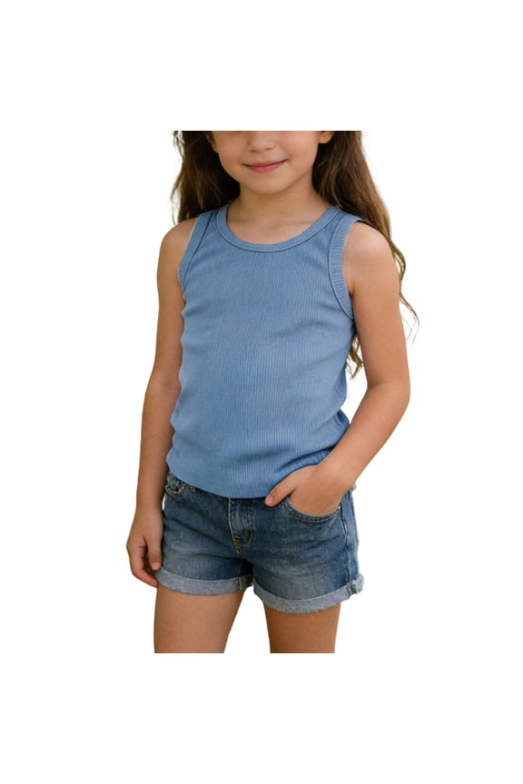 Toddler Kids Boys Girls Tank Top Sport Breathable Singlet Shirts Fashion Cute Solid Color Soft Sleeveless Tops 12M-13Y