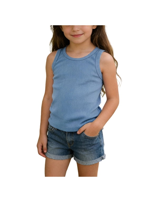 Toddler Kids Boys Girls Tank Top Sport Breathable Singlet Shirts Fashion Cute Solid Color Soft Sleeveless Tops 12M-13Y