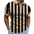 thumbnail image 1 of Ohufall Turn-down Collar Tee Shirts for Men Button Trendy Stripes Casual Tees Short Sleeve Plus Size T-shirts, 1 of 6