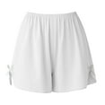thumbnail image 1 of Ohufall Wide Leg Pajama Shorts for Women Plus Size Summer Loose Thin Ice Silk Lounge Pj Short Ladies Cute Solid Bowknot Elastic High Waist Home Sleeping Bottoms, 1 of 4