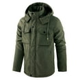 thumbnail image 1 of Ohufall Winter Jackets For Men New Fashion Casual Loose Plush Warm Cotton Hooded Jacket Long Sleeve Parkas on Clearance, 1 of 9