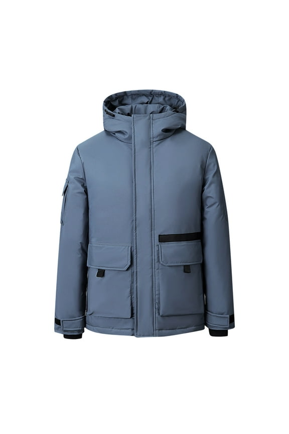 Winter Jackets For Men New Fashion Hooded Down Jacket Outdoor Overalls With Large Pockets Short Casual Down Jacket For Men And Women Long Sleeve Hooded Casual Outwear & Jackets on Clearance