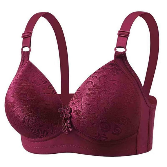 Ohufall Wirefree Bras for Women ,Plus Size Adjustable Shoulder Straps Lace Bra Wirefreee Extra-Elastic Bra Active Yoga Sports Bras 36C-42C, Summer