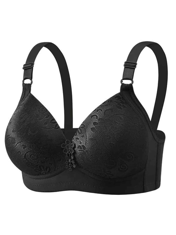 Wirefree Bras for Women ,Plus Size Adjustable Shoulder Straps Lace Bra Wirefreee Extra-Elastic Bra Active Yoga Sports Bras 36C-42C, Summer