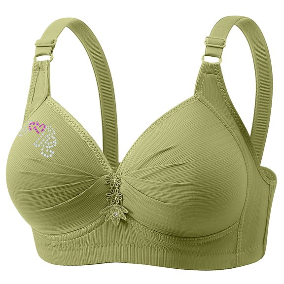 Ohufall Wirefree Bras for Women ,Plus Size Adjustable Shoulder Straps Lace Bra Wirefreee Extra-Elastic Bra Active Yoga Sports Bras 36D-50D, Summer