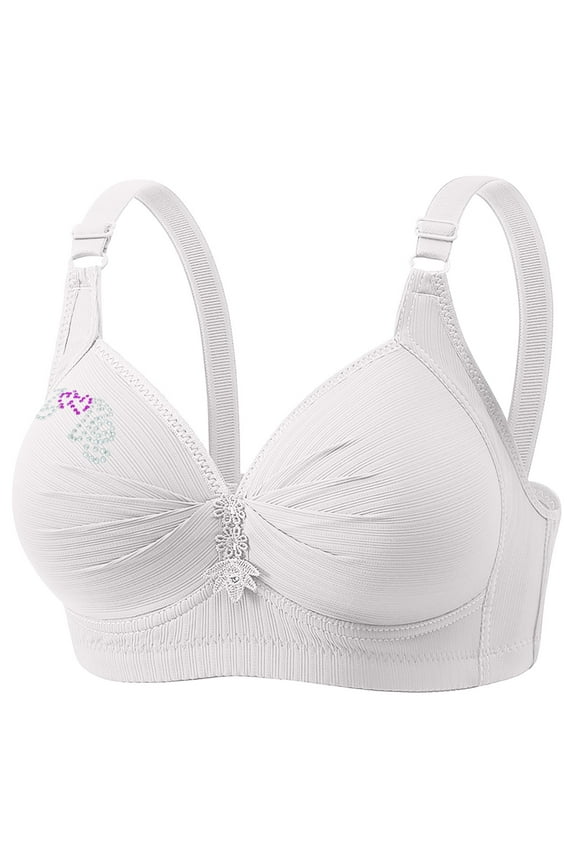 Wirefree Bras for Women ,Plus Size Adjustable Shoulder Straps Lace Bra Wirefreee Extra-Elastic Bra Active Yoga Sports Bras 36D-50D, Summer
