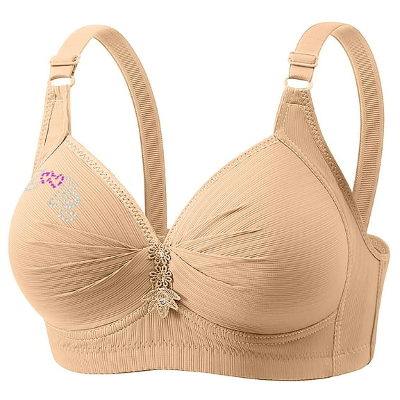 Ohufall Wirefree Bras for Women ,Plus Size Adjustable Shoulder Straps Lace Bra Wirefreee Extra-Elastic Bra Active Yoga Sports Bras 36D-50D, Summer