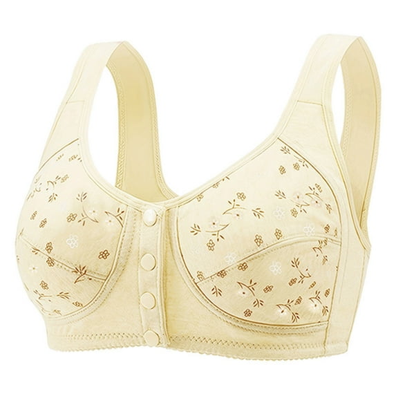 Ohufall Wirefree Bras for Women ,Plus Size Front Closure Lace Bra Wirefreee Extra-Elastic Bra Active Yoga Sports Bras 36C-46C, Summer