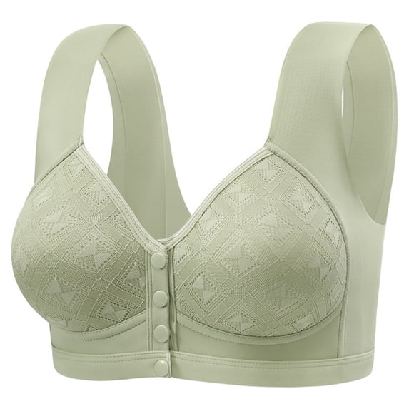 Ohufall Front-Closing Wirefree Bras for Women Solid Breathable Gathering Push Up Everyday Bras Soft Support Full Coverage Bras
