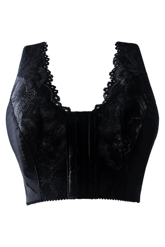 Wirefree Bras for Women ,Plus Size Front Closure Lace Bra Wirefreee Extra-Elastic Bra Adjustable Shoulder Straps Sports Bras 38D-49D, Summer