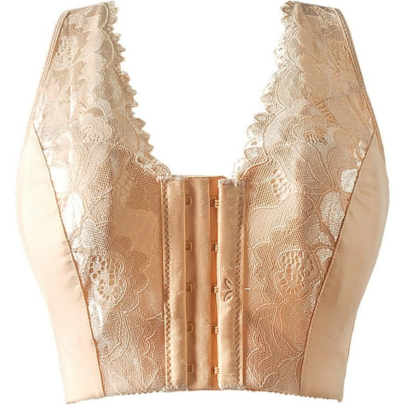 Ohufall Wirefree Bras for Women ,Plus Size Front Closure Lace Bra Wirefreee Extra-Elastic Bra Adjustable Shoulder Straps Sports Bras 38D-69D, Summer