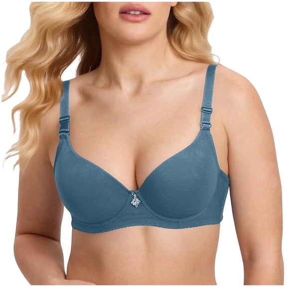 Ohufall Wireless Bras for Women - V Neck Padded Seamless Adjustable Straps Bralettes, Everyday Basic Sleeping Bras, Soft T-Shirt Bra, 36B/C-46B/C