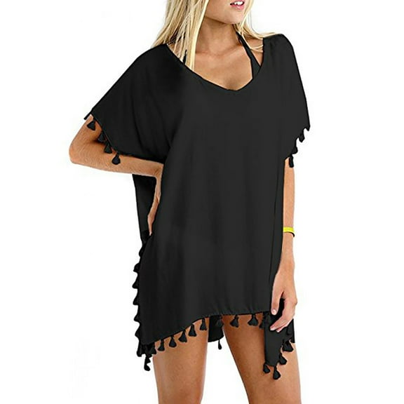 Ohufall Women Bathing Suit New Fashion Beach Sexy Solid Hem Cover Up Swimwear Clearance