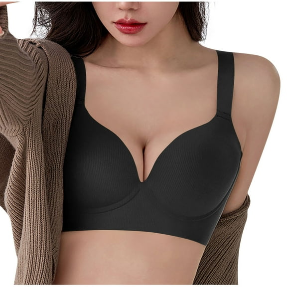 Ohufall Women Full Coverage Bra 34B/C-46B/C Push Up Bra Seamless Wireless Bra for Women Plus Size Underwear