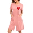 thumbnail image 1 of Ohufall Women Zipper Robe Short Sleeve Duster Housecoat Short Bathrobes Zip Front Nightgown with Pockets, 1 of 5