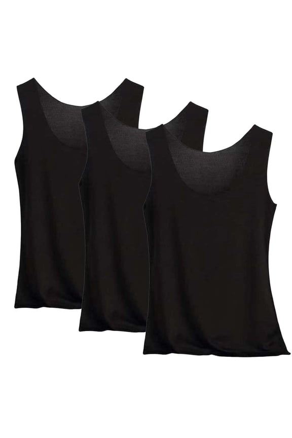 Women's 3 Pack Sleep Tank Tops Plus Size Solid Color Sleeveless Scoop Neck Pajama Tops Summer Soft Comfy Home Loungewear for Women