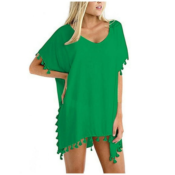 Ohufall Women's Bikini Swimsuits,Women's New Fashion Beach Sexy Solid Hem Cover Up Swimwear