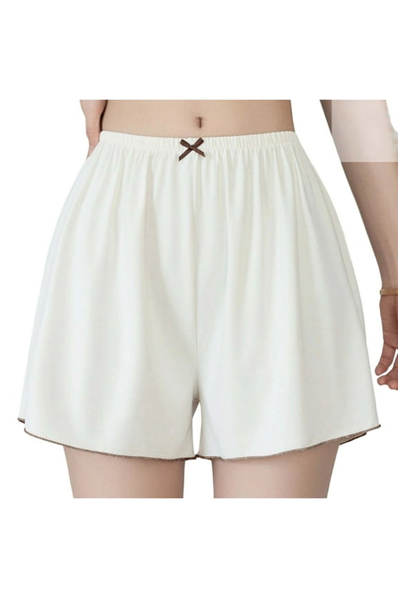 Women's Boyshorts Underwear Fashion Solid Color Elastic High Waist Underpants Plus Size Loose Fit Wide Leg Lounge Panties for Women