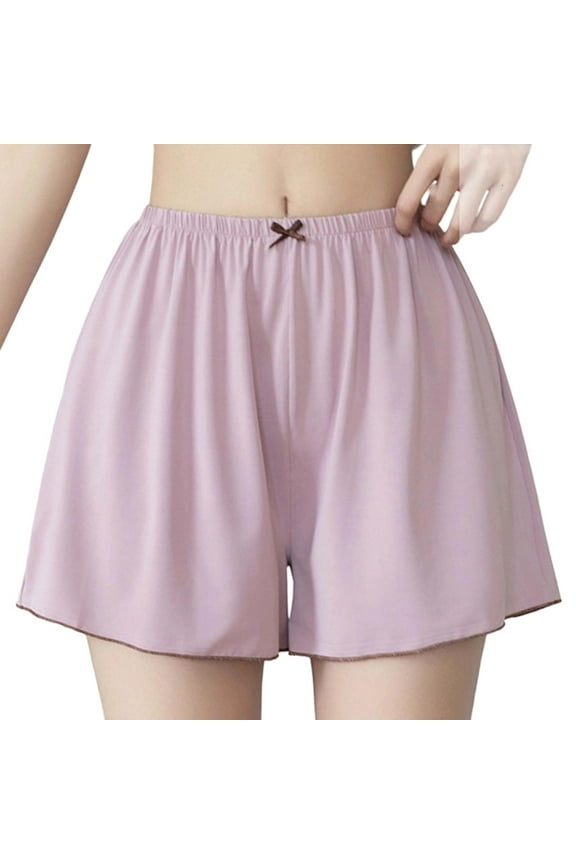 Women's Boyshorts Underwear Fashion Solid Color Elastic High Waist Underpants Plus Size Loose Fit Wide Leg Lounge Panties for Women
