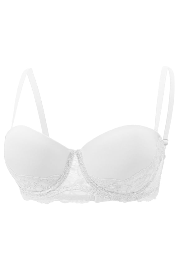 Women's Bra Lightly Padded Lace Underwire Half Cup Bras Breathable Adjustable Strap Low Cut Push Up Bras