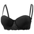 thumbnail image 1 of Ohufall Women's Bra Lightly Padded Lace Underwire Half Cup Bras Breathable Adjustable Strap Low Cut Push Up Bras, 1 of 5