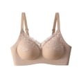 thumbnail image 1 of Ohufall Women's Bra V Neck Lace Trim with Fine Strap Bras Wirefree Smooth Cup Everyday Underwear 32A/B/C-38A/B/C, 1 of 5
