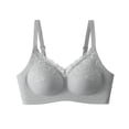 thumbnail image 1 of Ohufall Women's Bra V Neck Lace Trim with Fine Strap Bras Wirefree Smooth Cup Everyday Underwear 32A/B/C-38A/B/C, 1 of 6
