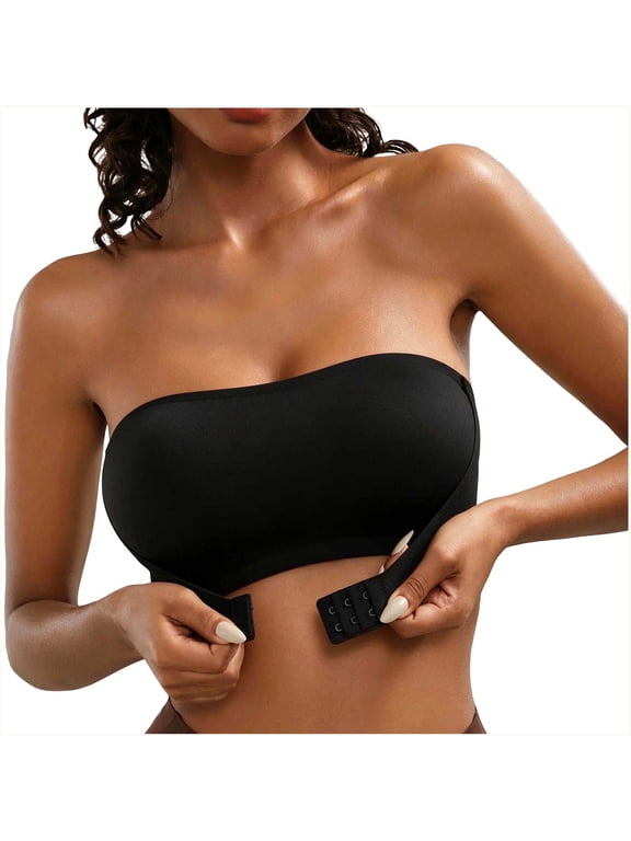 Women's Bras Solid Color Strapless Front Closure Push Up Bandeau Bra with Seamless Wireless Fit Everyday Underwear,30A-42F