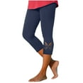 thumbnail image 1 of Ohufall Women's Capri Leggings Fashionable Solid Casual Athletic Sport Yoga Capris Stretch Slim Fit Butterfly Hollow Bottom Yoga Pants for Women, 1 of 8