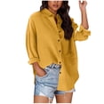 thumbnail image 1 of Ohufall Women's Cotton Blouses Fashion Solid Casual Long Sleeve Lapel Shirt Lightweight Loose Button Down Outdoor Beach Shirts with Pocket, 1 of 9
