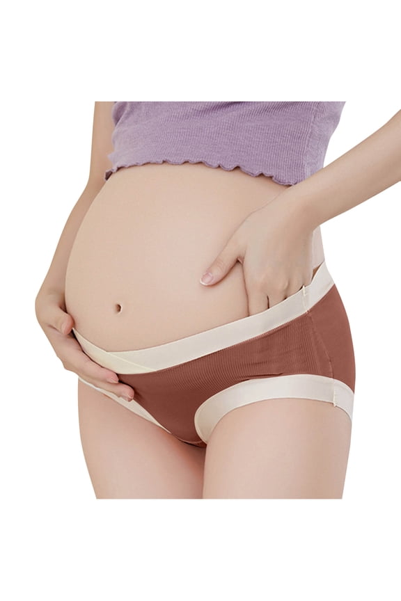 Women's Cotton Maternity Underwear Soft Breathable Under Bump Pregnancy Panties Plus Size Stretchy Comfy Belly Support Underwear