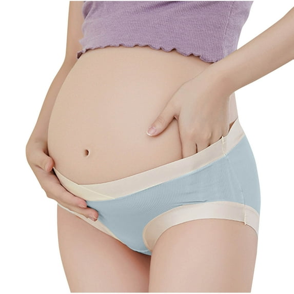 Ohufall Women's Cotton Maternity Underwear Soft Breathable Under Bump Pregnancy Panties Plus Size Stretchy Comfy Belly Support Underwear