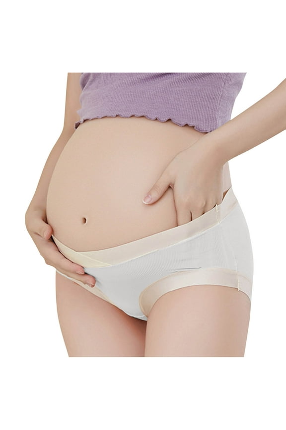 Women's Cotton Maternity Underwear Soft Breathable Under Bump Pregnancy Panties Plus Size Stretchy Comfy Belly Support Underwear