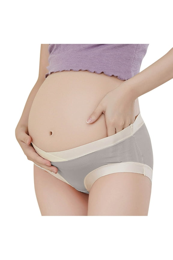 Women's Cotton Maternity Underwear Soft Breathable Under Bump Pregnancy Panties Plus Size Stretchy Comfy Belly Support Underwear