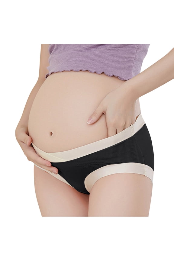 Women's Cotton Maternity Underwear Soft Breathable Under Bump Pregnancy Panties Plus Size Stretchy Comfy Belly Support Underwear