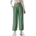 thumbnail image 1 of Ohufall Women's Dress Pants Fashion Solid Casual Elastic High Waist Pants Stretch Slim Fit Straight Leg Trousers Ladies Work Pants for Business, 1 of 8