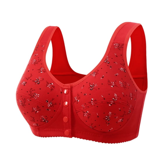 Ohufall Women's Front Button Closure Bras Sexy Solid Casual Soft Support Full Coverage Bra Comfy Breathable No Steel Rims Everyday Bras for Women