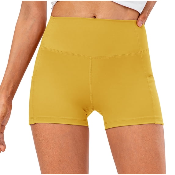 Ohufall Women's Gym Workout Shorts with Pocket Comfy Breathable Athletic Sport Yoga Short Stretch High Waisted Running Leggings for Women