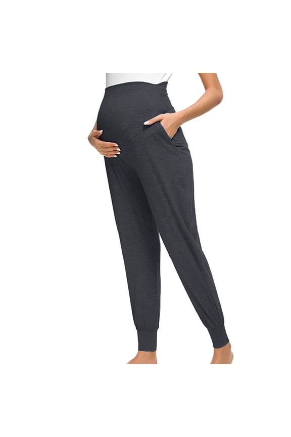 Women's High Waist Pregnancy Pants Summer Stretch Slim Fit Maternity Leggings Fashion Solid Casual Belly Support Maternity Jogger Pants