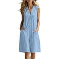 thumbnail image 1 of Ohufall Women's Jumpsuits Sleeveless V Neck Button Short Jumpsuits with Pocket Loose Comfort Summer Casual Jumpsuits, 1 of 8