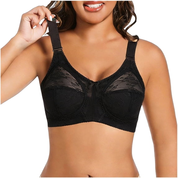 Ohufall Women's Lace Bras Underwire Wide Straps Fashion Backless Bra Thin Breathable Push-Up Support Daily Underwear