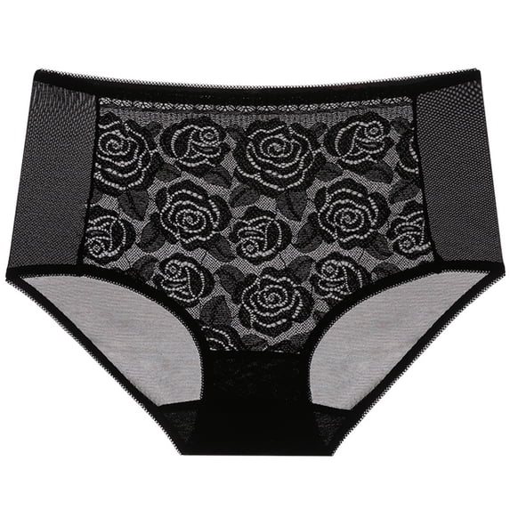 Ohufall Women's Lace Underwear Cotton Breathable Panties High Waist Briefs Plus Size Invisible Stretch Seamless Underpant