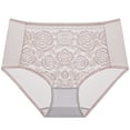 thumbnail image 1 of Ohufall Women's Lace Underwear Cotton Breathable Panties High Waist Briefs Plus Size Invisible Stretch Seamless Underpant, 1 of 2