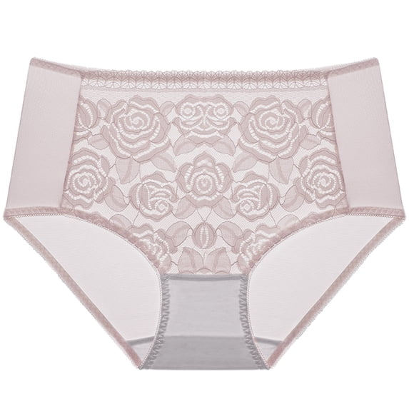 Ohufall Women's Lace Underwear Cotton Breathable Panties High Waist Briefs Plus Size Invisible Stretch Seamless Underpant