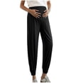 thumbnail image 1 of Ohufall Women's Maternity Jogger Pants Fashion Solid Underbelly Elastic Waist Pregnancy Pants Summer Casual Lightweight Outdoor Sport Maternity Leggings, 1 of 3