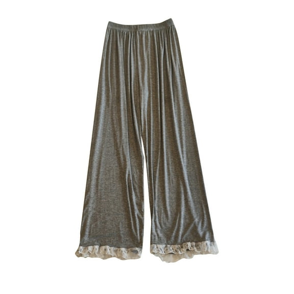 Ohufall Women's Modal Pajama Pants Cute Solid Elastic Waist Home Sleepwear Soft Comfy Lounge Pant Fashion Lace Loose Pj Bottoms for Women