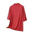 thumbnail image 1 of Ohufall Women's Modal Pajamas Half Sleeve High Neck Tops Soft Comfortable Solid Color Lounge Pajama Tops, 1 of 4