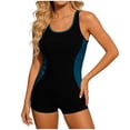 thumbnail image 1 of Ohufall Women's One-Piece Swimsuits Tummy Control Athletic Training Bathing Suit Backless Padded Flat Front Slim Swimwear, 1 of 5