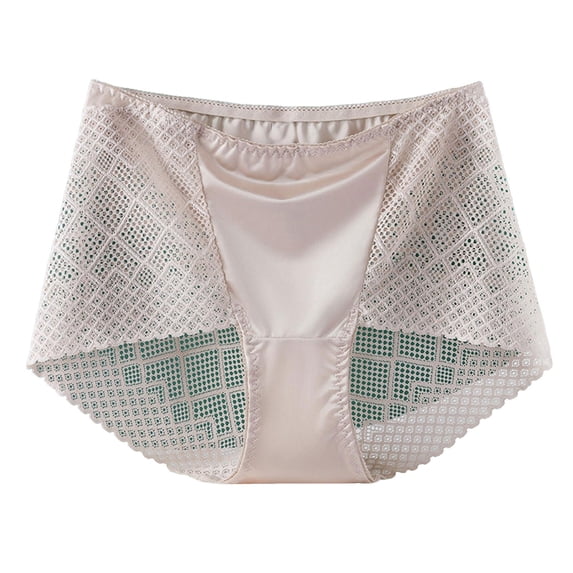 Ohufall Women's Panties High Waist Solid Color Hollow Out Briefs Plus Size Seamless Comfort Daily Underpants